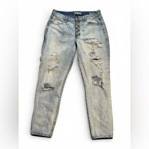 Rewash Distressed High Rise Button Fly Mom Jeans